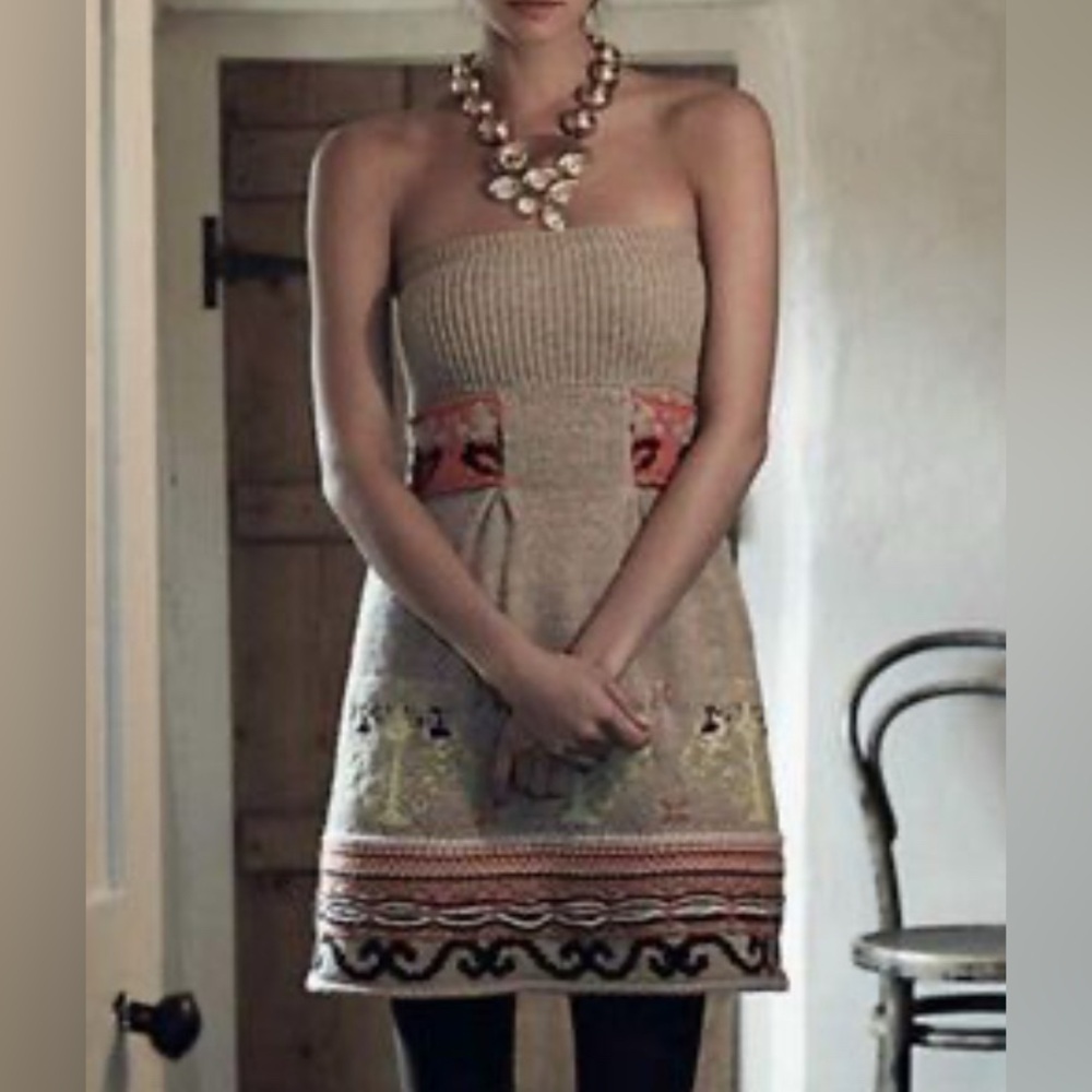 Anthropologie Sleeping On Snow strapless dress